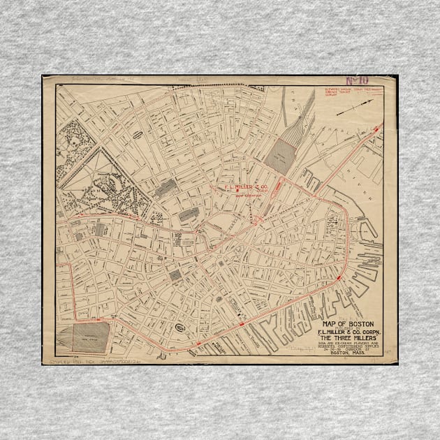 Vintage Map of Downtown Boston MA (1911) by Bravuramedia